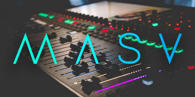 Audio-open-graph MASV-Logo mit Tontafel als Hintergrund