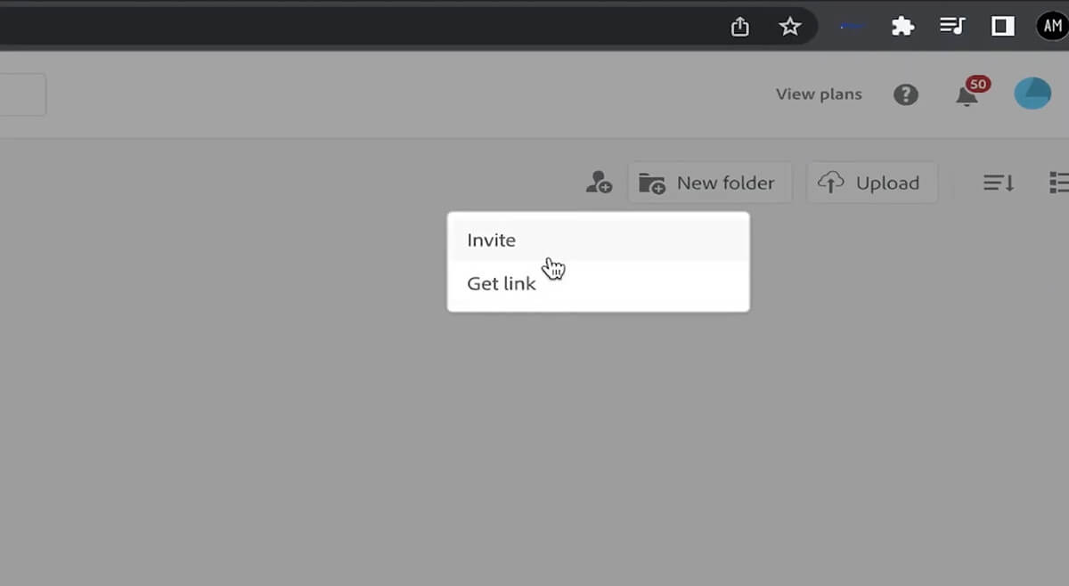 브라우저의 크리에이티브 클라우드 Adobe Creative Cloud 초대 링크