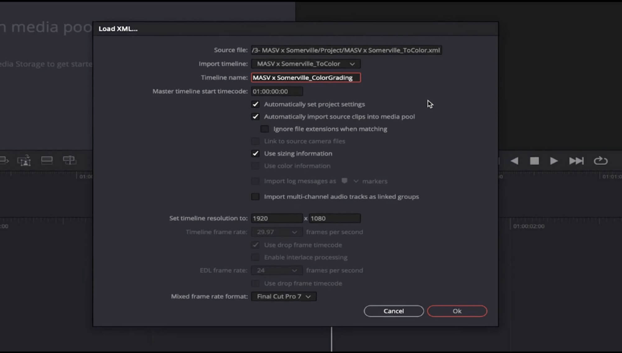 DaVinci-Resolve timeline DaVinci Resolve timeline