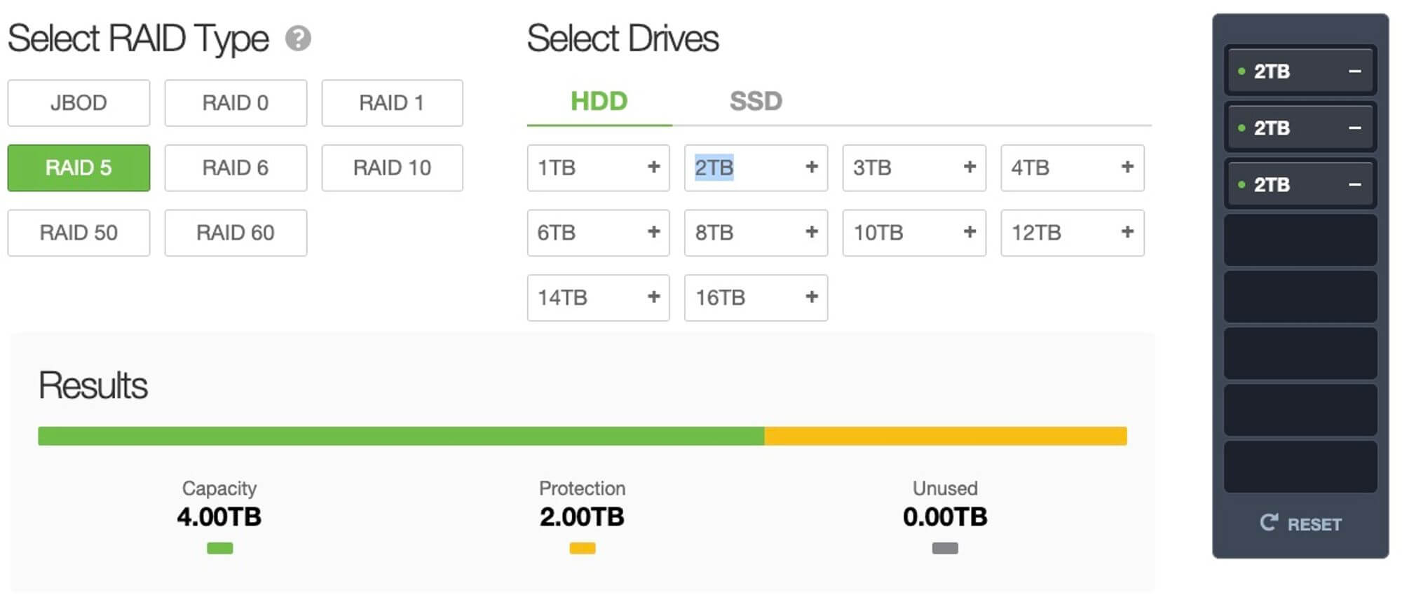 raid-capacity RAID type and capacity