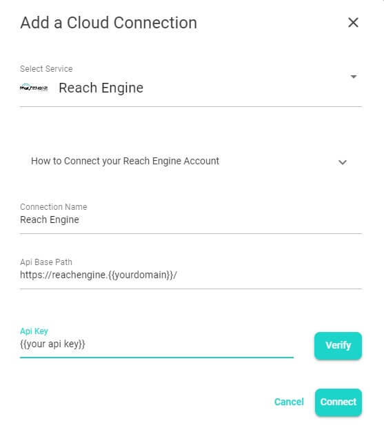 Reach 엔진 클라우드 연결