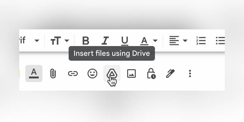 send-large-files-email-insert-from-drive Mauszeiger über die Schaltfläche "Dateien einfügen" bei Google Drive
