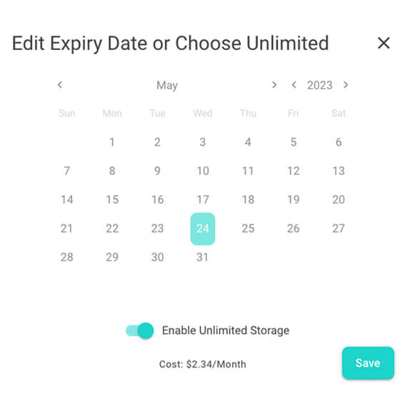 Turning on Unlimited Storage to a package that has already been delivered