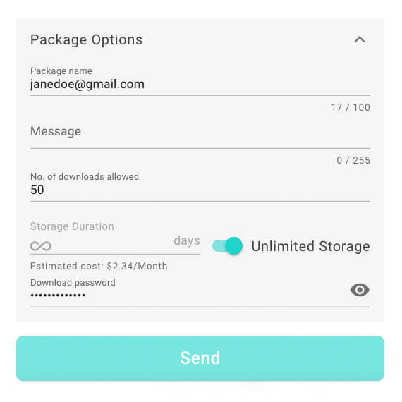 Turning on Unlimited Storage when uploading a file through MASV