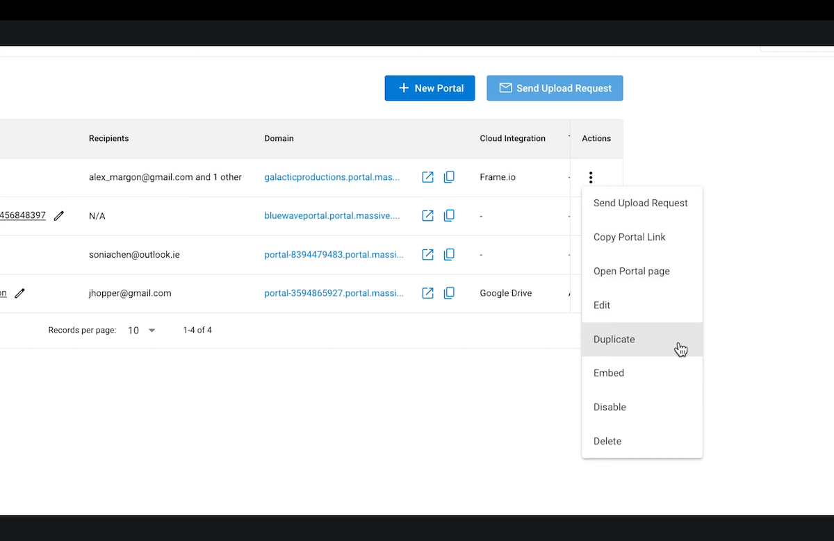 Custom portal actions 플레이스홀더 이미지