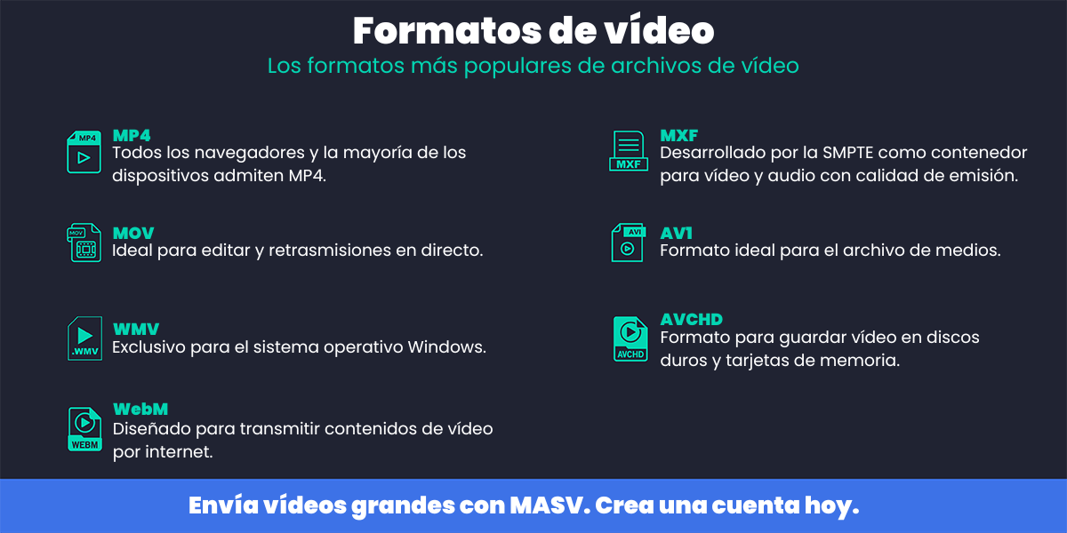 gráfico que muestra los mejores formatos de archivos de vídeo