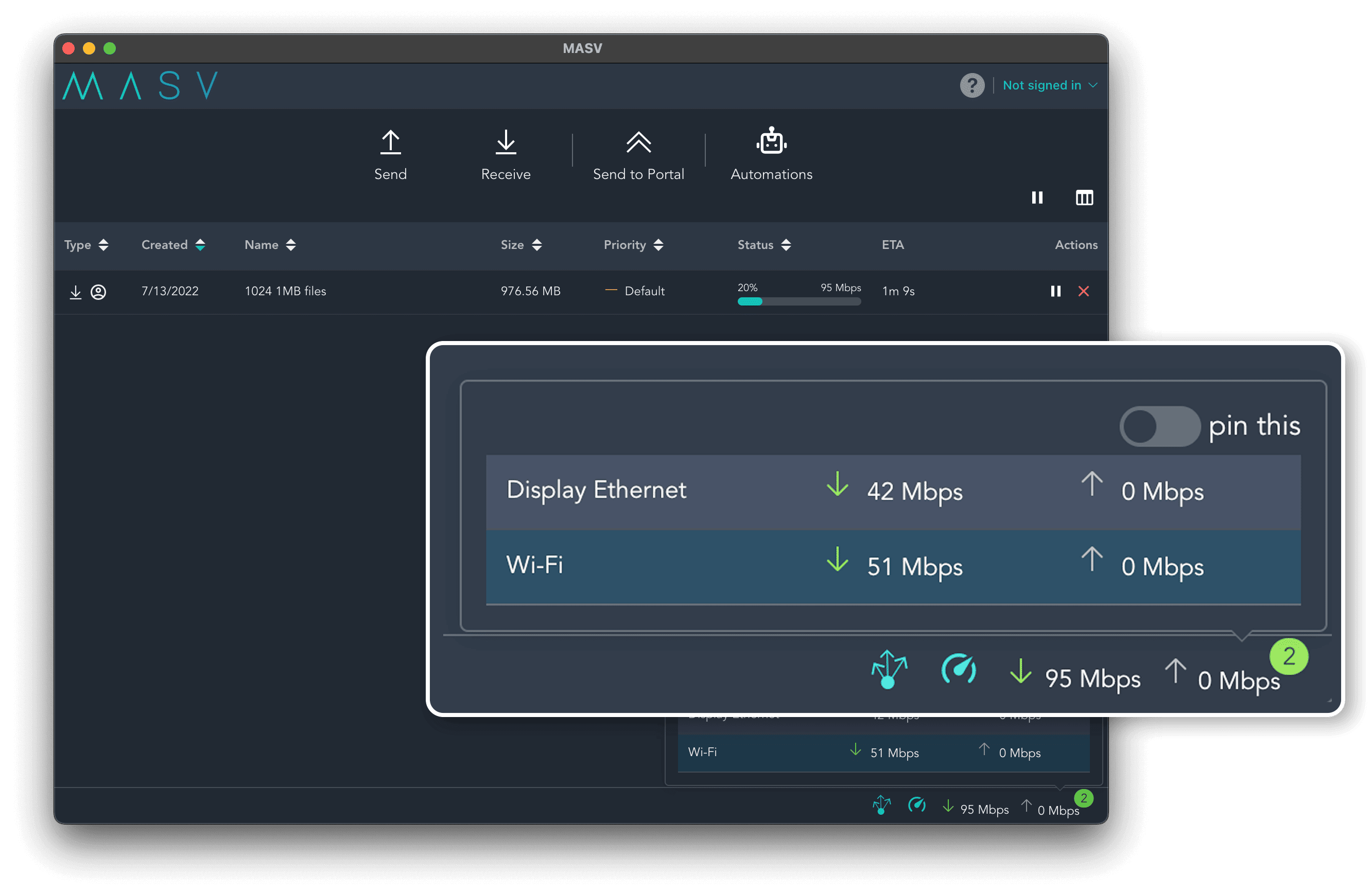 MASV Multiconnect - Upload im Gange web Multiconnect-Upload läuft
