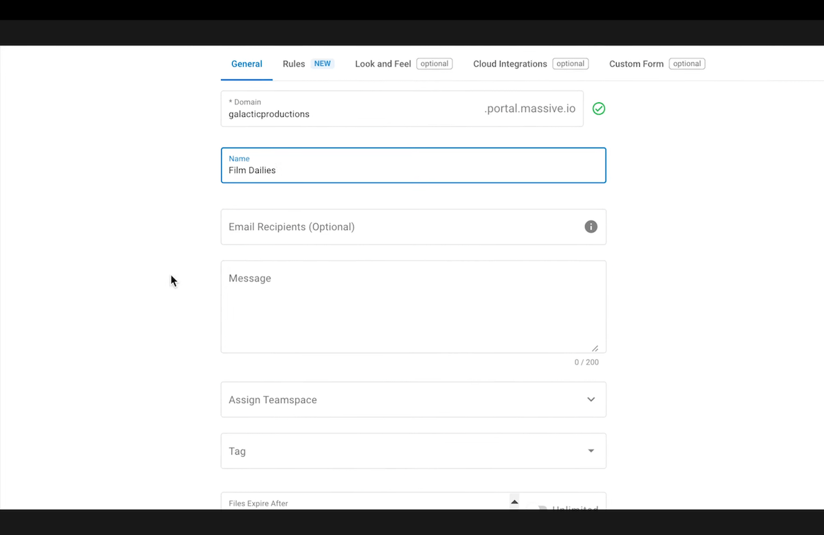 MASV portal general tab 플레이스홀더 이미지