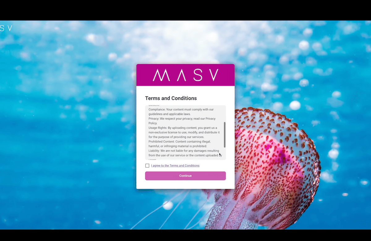 MASV portal terms of service agreement 플레이스홀더 이미지